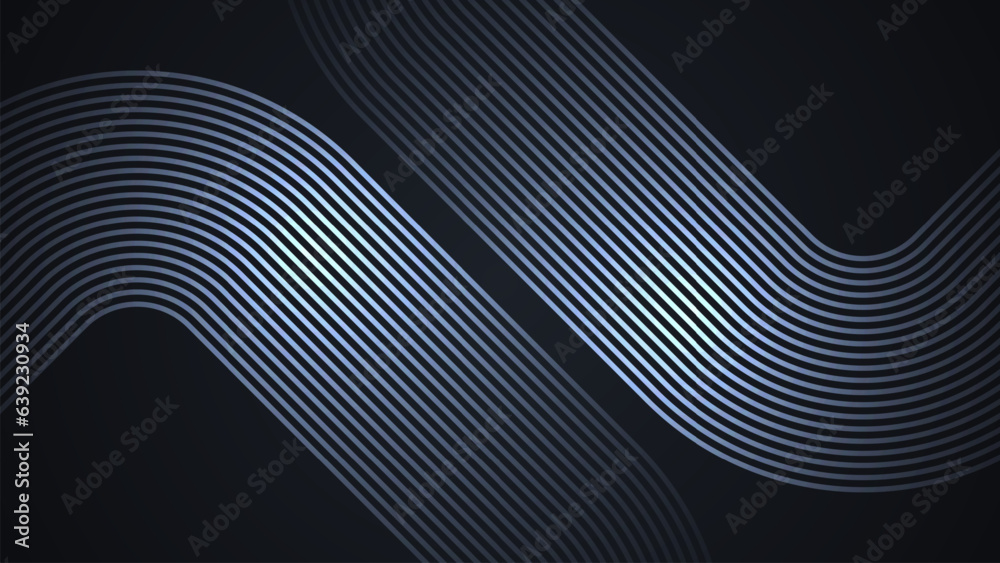 Wall mural black simple abstract background with curved style lines as the main element.