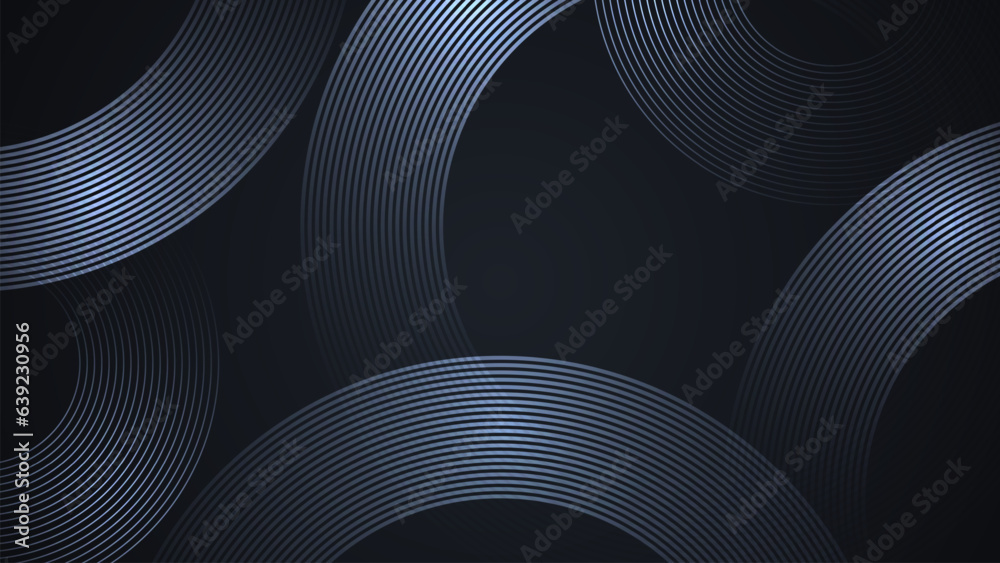 Poster Black simple abstract background with curved style lines as the main element.