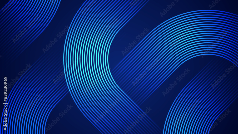 Poster simple dark blue abstract background with lines in a curved style geometric style as the main elemen