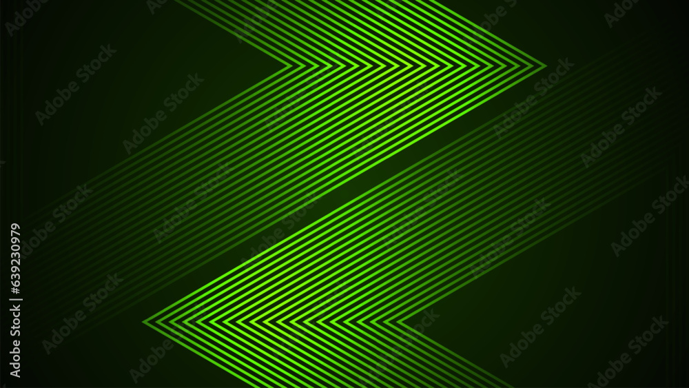 Poster Dark green simple abstract background with lines in a wavy style geometric style as the main element.