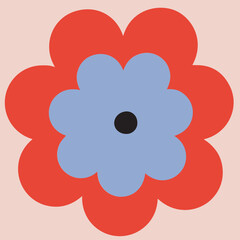 Square shape with retro flower pattern flat illustration