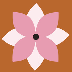 Square shape with retro flower pattern flat illustration