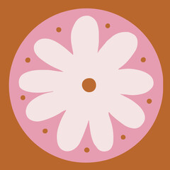 Square shape with retro flower pattern flat illustration