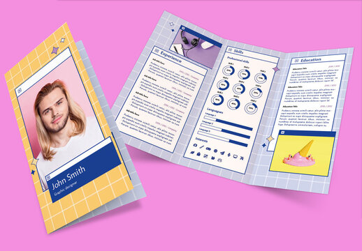 Vintage Digital Style Print Trifold Resume