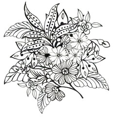 Fototapeta premium Bouquet batik damask retro flower elements