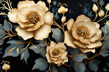 Luxurious Art Deco Flower Background Illustration