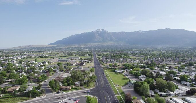 Beautiful Utah City of Ogden in Weber County, Aerial Drone Landscape