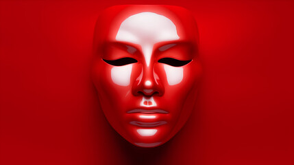 3d volumetric mask on a red background.