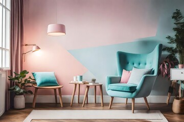 a cozy reading nook with a minimalist armchair and a pop of pastel color