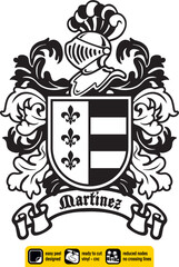 Escudo de Armas Sello Heráldico Apellido Martínez Heráldica Española Blasón Símbolo Antigua Familia Historia Genealogía