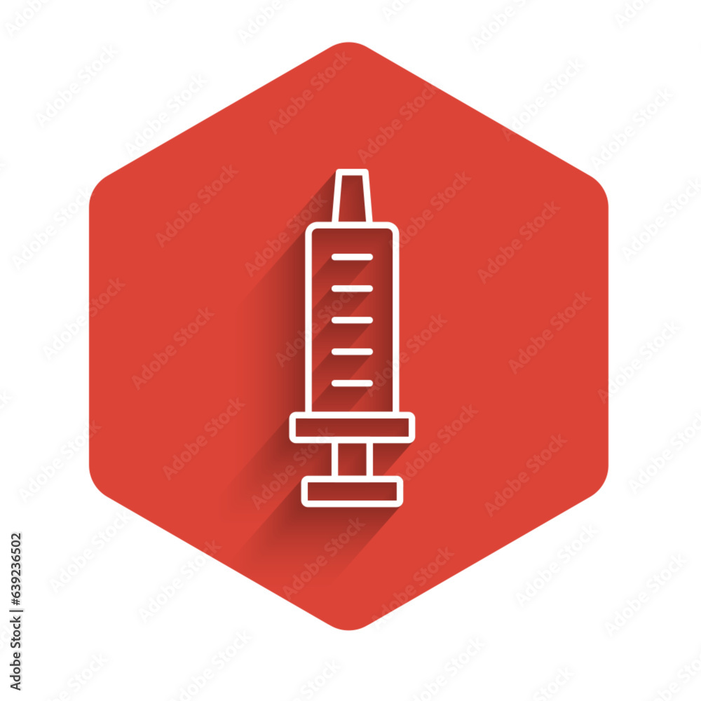 Canvas Prints white line syringe icon isolated with long shadow background. syringe for vaccine, vaccination, inje