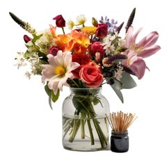 Decorative Flower Arrangement Kit Gift Set isolated on transparent background. Generative AI