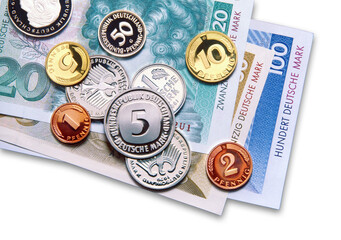 german mark, coins and banknotes