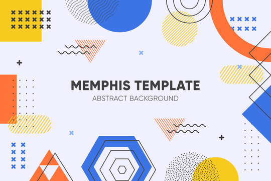 Fototapeta Abstract minimal background with memphis geometry style