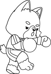 Cute corgi dog doing exercise, kids coloring page