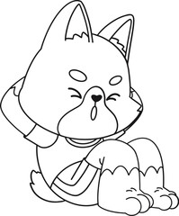 Cute corgi dog doing exercise, kids coloring page