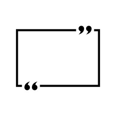 Text quote sign in flat style. Rectangle quotes frame icon vector