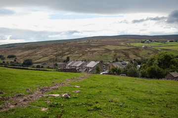Fototapeta na wymiar Landscape with small Village in North England