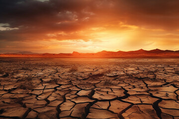 Arid dry desert earth crack ground hot orange drought sky