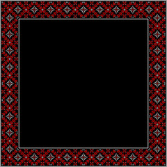 Vector illustration of Ukrainian ornament in ethnic floral style, identity, vyshyvanka, embroidery for print clothes, websites, banners. Background. Geometric design