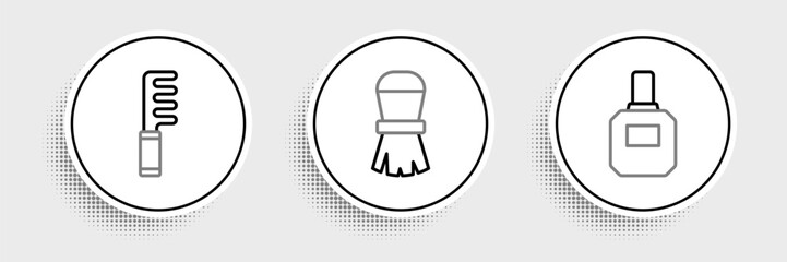Set line Aftershave, Hairbrush and Shaving icon. Vector
