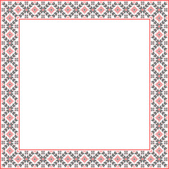 Vector illustration of Ukrainian ornament in ethnic floral style, identity, vyshyvanka, embroidery for print clothes, websites, banners. Background. Geometric design