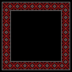 Obraz premium Vector illustration of Ukrainian ornament in ethnic floral style, identity, vyshyvanka, embroidery for print clothes, websites, banners. Background. Geometric design