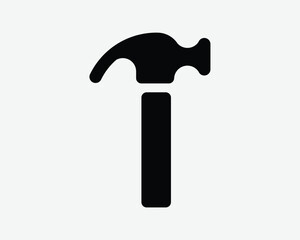 Hammer Icon Construction Work Repair Renovation Building Industrial Industry Job Tool Black White Shape Vector Clipart Graphic Artwork Sign Symbol