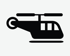 Helicopter Icon Aircraft Chopper Air Travel Transport Transportation Flight Fly Flying Aviation Rotor Vehicle Black Shape Vector Cartoon Sign Symbol