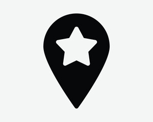 Location Pin Star Icon Favourite Saved Place Destination Map GPS Navigation Direction Position Travel Trip Point Mark Button Black Vector Symbol Sign