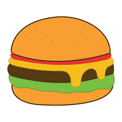 Flat Hamburger Illustration