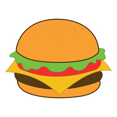 Flat Hamburger Illustration
