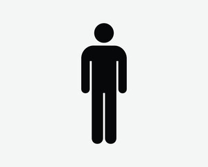 Fototapeta na wymiar Man Stick Figure Icon Male Boy Men Gentleman Gender Sex Toilet Bathroom Restroom Washroom Person Human Black Shape Silhouette Vector Symbol Sign Cutout