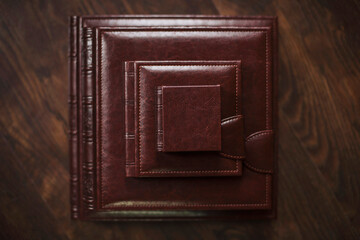 Wedding photobooks in brown leather binding. Wedding photo book, album family album. Photo books...