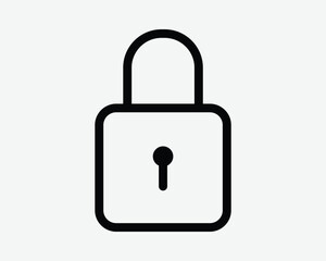 Padlock Icon Key Hole Secure Lock Security Private Access Confidential Secret Close Locked Password Protection Privacy Black Line Vector Sign Symbol