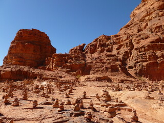 Stacked rocks in Wadi Rum desert 3