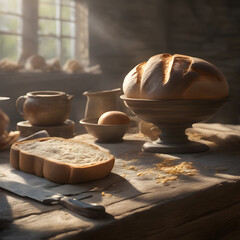 Fototapeta na wymiar loaf of bread on a table