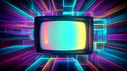  retro tv screen , glitched, blurred background