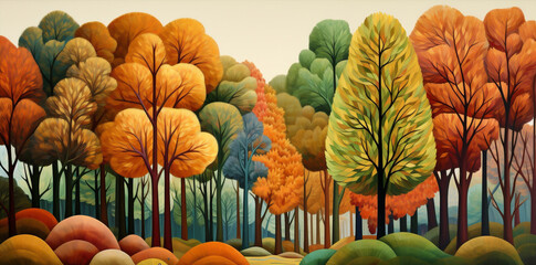 Forest nature green landscape background tree art