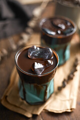 Signature iced chocolate mint drink in glass
