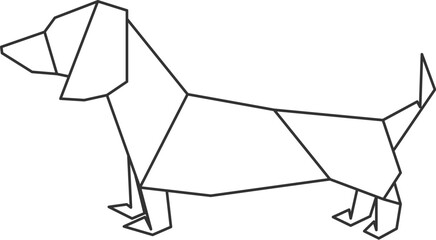 Triangulate dachshund geometric style vector. Contour for tattoo, emblem, logo and design element.