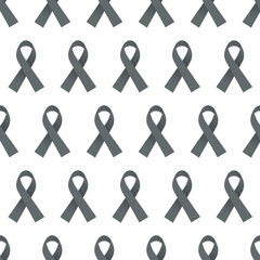 Seamless Pattern of Gray Ribbon Awareness Ribbon Isolated on White Background. For asthma, brain tumors, and diabetes. Vector Illustration. EPS 10.
