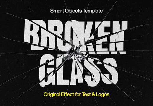 Broken Glass Text Effect Mockup