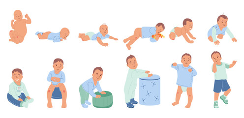Baby Development Stages Flat Icons