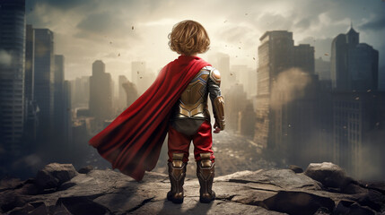 Fototapeta premium Child wearing superhero costume