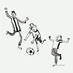 Illustration of funny cartoon soccer players