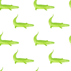 Watercolor seamless pattern on the theme of Africa with crocodiles