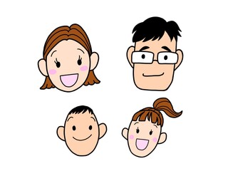 四人家族のイラスト　カラー
