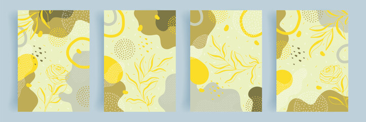 Set of modern vector templates for the cover. Cute background pattern with abstract shapes. Set of backgrounds in yellow tones.