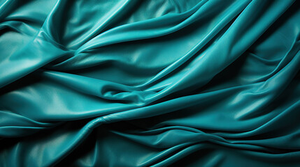 Fototapeta premium Flowing Soft Wavy Pattern Cyan Color Luxury Silk Cloth
